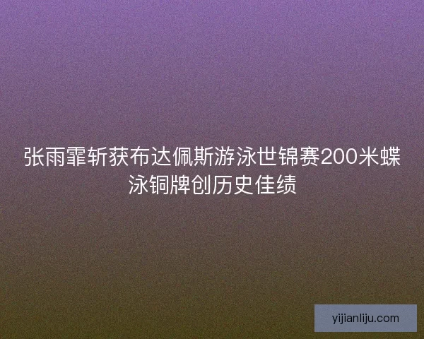 张雨霏斩获布达佩斯游泳世锦赛200米蝶泳铜牌创历史佳绩